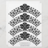 Damask Cupcake Wrapper Black on White (Vorne/Hinten)
