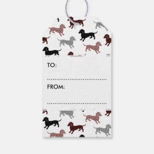 Damask Dackeln Urlaubsmuster Geschenkanhänger