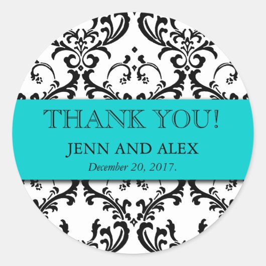 Damask Danke, dass du Sticker Hochzeitsticker lieb (Vorderseite)