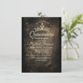 Damask Dark Gothic Quinceañera Einladung (Stehend Vorderseite)