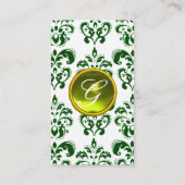 DAMASK DARK GREEN MONOGRAM Edelstein gelb weiße Le Visitenkarte (Rückseite)
