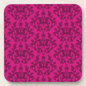 Damask dark pink "Kangaroo Paws" Set von 6 Unterse Untersetzer (Vorderseite)