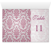 Damask dark pink Table number Card (Innenansicht Horizontal (Unten))