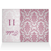 Damask dark pink Table number Card (Innenansicht Horizontal (Oben))