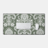 Damask Deep Lichen Green Einfache Farbe koordinier Schreibtischunterlage (Tastatur & Maus)