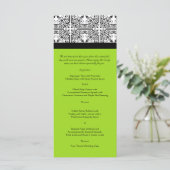 Damask Delight in Lime Green Wedding Menu Menükarte (Stehend Vorderseite)