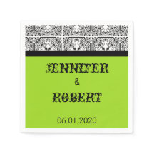 Damask Delight in Lime Green Wedding Napkin