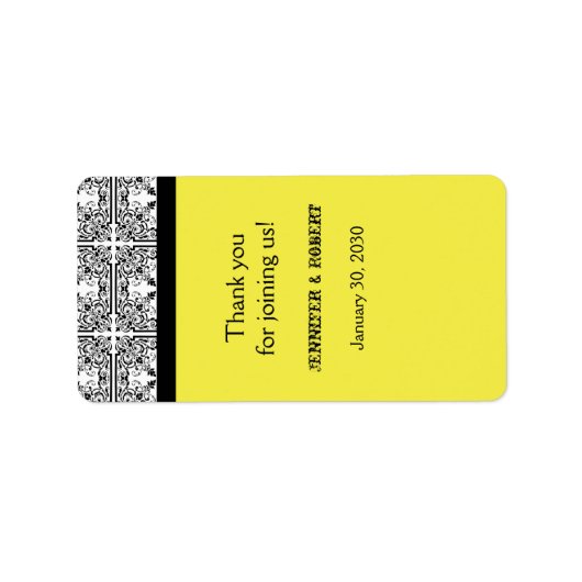 Damask Delight Lemon Yellow Wedding Lip Balm Label Adressaufkleber (Vorne)