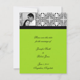 Damask Delight Lime Green Save the Date