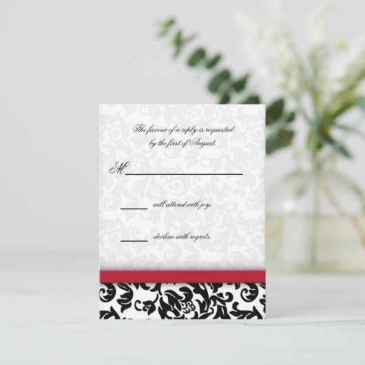 Damask Delight RSVP Karte (Stehend Vorderseite)