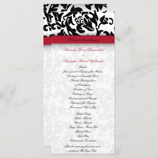 Damask Delight Wedding Program Programm (Vorne/Hinten)