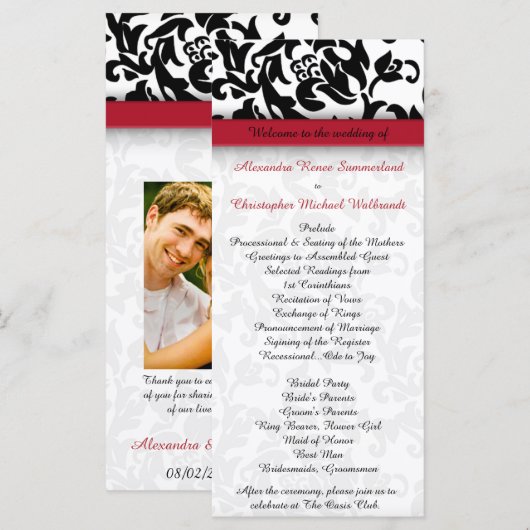 Damask Delight Wedding Program Programm (Vorne/Hinten)