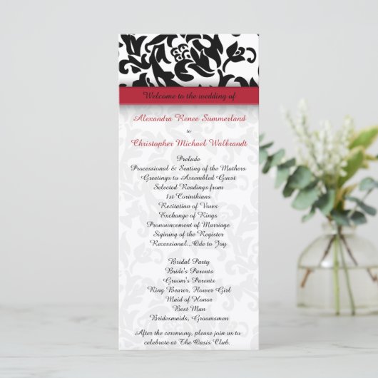 Damask Delight Wedding Program Programm (Stehend Vorderseite)