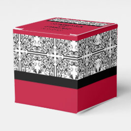 Damask Delikatesse in Scarlet Red Gastgeschenk Hoc Geschenkschachtel