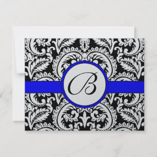 Damask der schwarzen Blume mit Royal Blue Trim RSV RSVP Karte