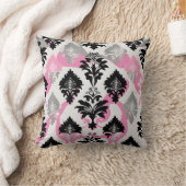 Damask design Pink Black Grey Throw Cushion Kissen (Decke)