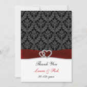 Damask Diamante rote Hochzeit danke (Vorderseite)