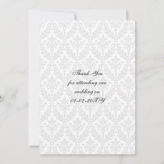 Damask Diamante rote Hochzeit danke (Rückseite)