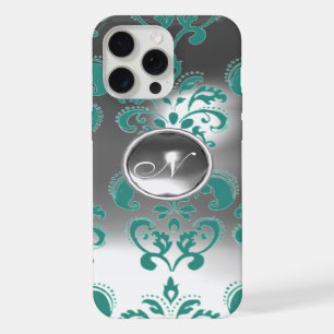 DAMASK-EDELSTEIN-MONOGRAMM blau weiß iPhone 15 Pro Max Hülle