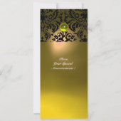 DAMASK-EDELSTEIN-MONOGRAMM gelb Einladung (Rückseite)