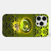 DAMASK-EDELSTEIN-MONOGRAMM Gelb iPhone Hülle (Rückseite (Horizontal))