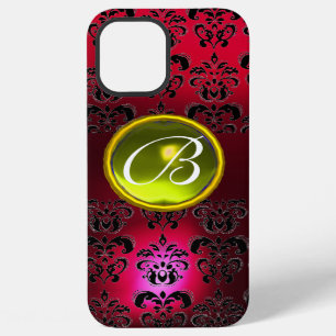 DAMASK-EDELSTEIN-MONOGRAMM Gelber Topas ,Roter Rub iPhone 12 Pro Max Hülle
