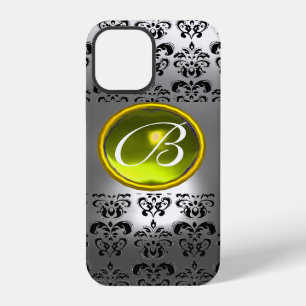 DAMASK-EDELSTEIN-MONOGRAMM Gelber weißer Kristall iPhone Hülle