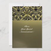 DAMASK-EDELSTEIN-MONOGRAMM grau Einladung (Rückseite)