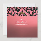 DAMASK-EDELSTEIN-MONOGRAMM rosa Einladung (Rückseite)