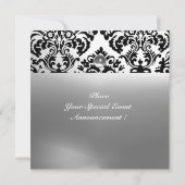 DAMASK-EDELSTEIN MONOGRAMM weiß Einladung (Rückseite)