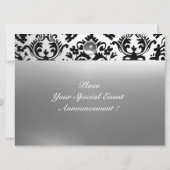 DAMASK-EDELSTEIN MONOGRAMM weiß Einladung (Rückseite)