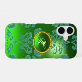 DAMASK EDMEL MONOGRAM grün iPhone 16 Hülle (Rückseite (Horizontal))