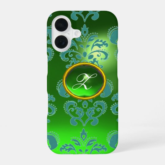 DAMASK EDMEL MONOGRAM grün iPhone 16 Hülle (Rückseite)