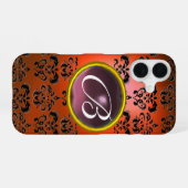 DAMASK EDMEL MONOGRAM orange schwarz violett iPhone 16 Hülle (Rückseite (Horizontal))