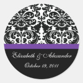 Damask Eggplant Lila Brautparty Aufkleber (Vorderseite)