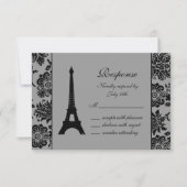 Damask Eiffel Tower UAWG RSVP Karte (Vorderseite)
