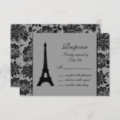 Damask Eiffel Tower UAWG RSVP Karte (Vorne/Hinten)