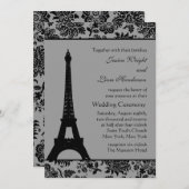 Damask Eiffelturm Hochzeit Einladung (Vorne/Hinten)
