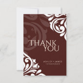 Damask Elegance Mahogany Wedding Danke-Card Dankeskarte (Vorderseite)