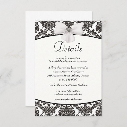 Damask Elegance Wedding Details Begleitkarte (Vorne/Hinten)