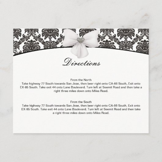 Damask Elegance Wedding Direction Cards Begleitkarte (Vorderseite)