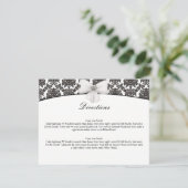 Damask Elegance Wedding Direction Cards Begleitkarte (Stehend Vorderseite)
