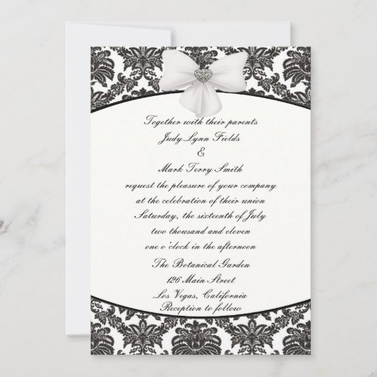 Damask Elegance Wedding Einladung (Vorderseite)