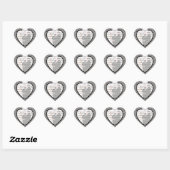 Damask Elegance Wedding Heart Stickers (Blatt)