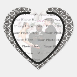 Damask Elegance Wedding Heart Stickers