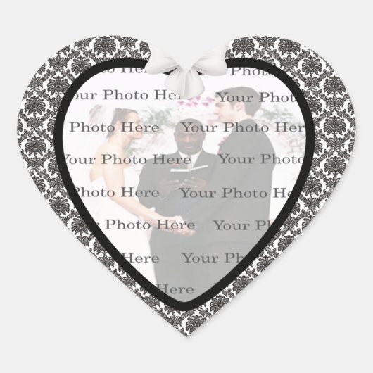 Damask Elegance Wedding Heart Stickers (Vorderseite)