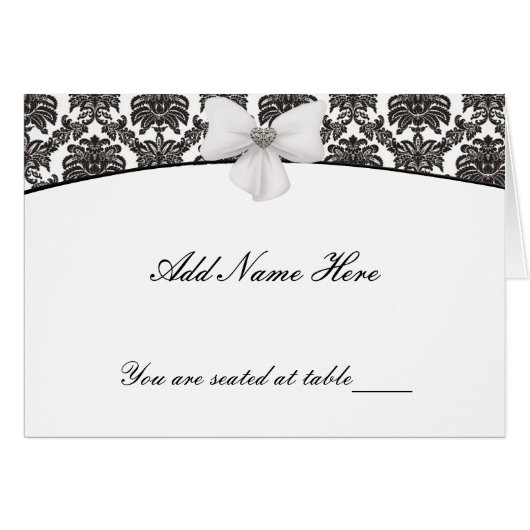 Damask Elegance Wedding Platzkarten (Vorderseite (Horizontal))