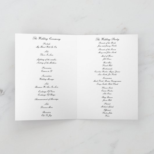 Damask Elegance Wedding Program Card Programm (Innenseite)