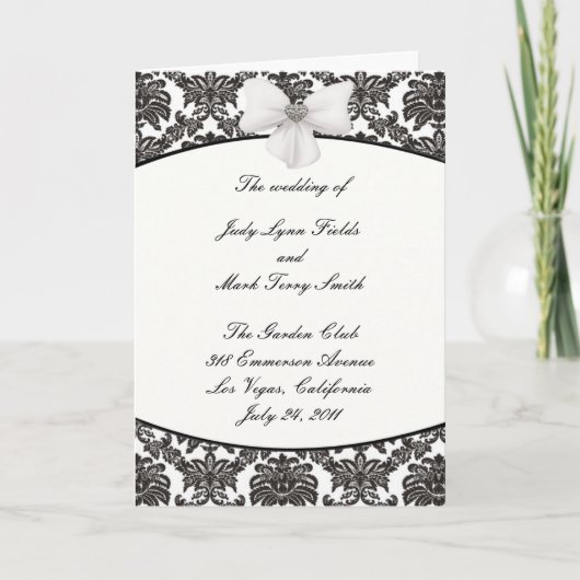Damask Elegance Wedding Program Card Programm (Vorderseite)