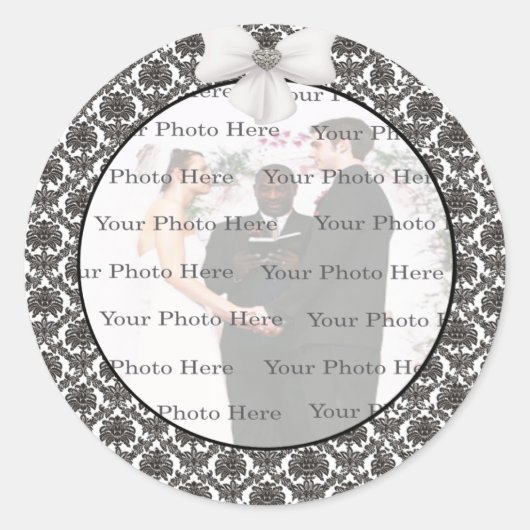 Damask Elegance Wedding Round Stickers (Vorderseite)
